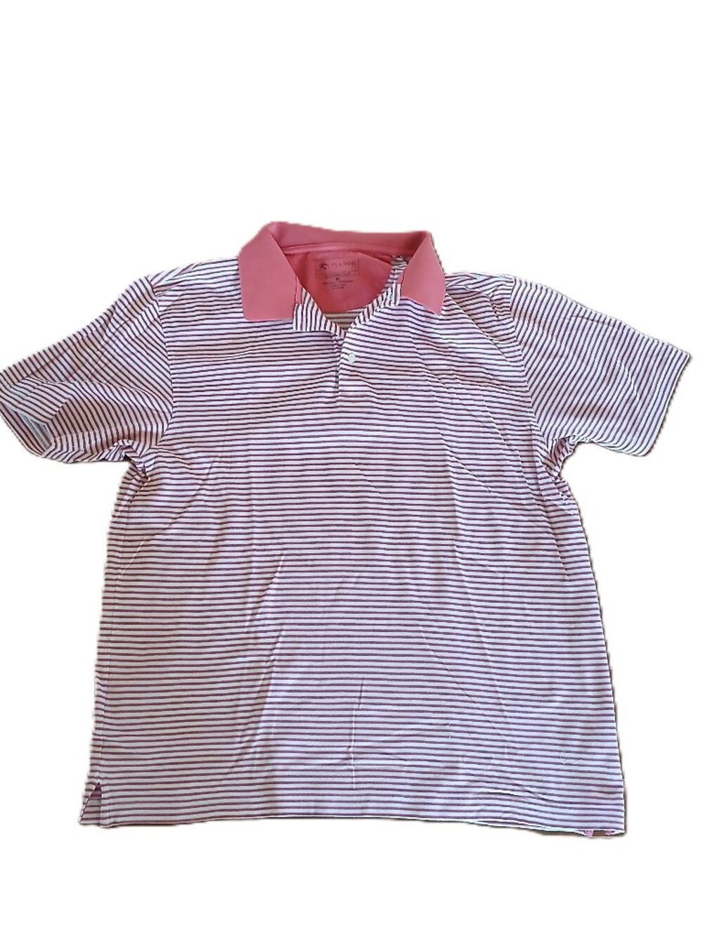 Jos. A. Bank Men’s Polo Shirt XL Pink Striped Short Sleeve 100% Cotton Casual